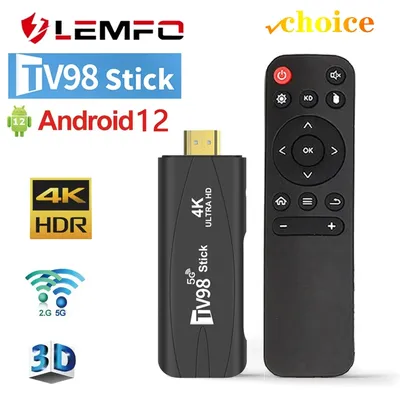 TV98 Mini TV Stick Android 12 Support 8K Video 4K Wifi 6 3D TV Box 2.4G&5G Body Feeling Game Set Top