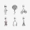 Original 925 Sterling Silver Charms Beads Music Dumbbell Hobby Charm Fit Pandora Bracelets Necklaces
