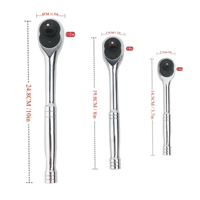 3pcs 100 Teeth Quick Release Ratchet Handle Narrow Place Using More Than Normal Ratchet 1/4“ 3/8” or 1/2“ Drive
