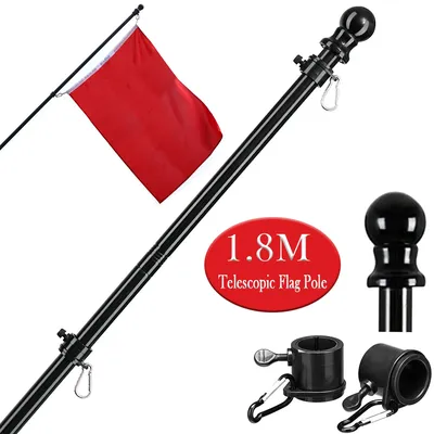 1.8m Flag Pole Telescopic Flag Poles for Outside House Wall Mount Flag Pole Holder 360 Rotating