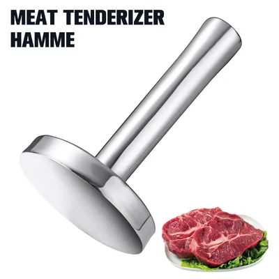 Meat Pounder Flattener Stainless Steel Kitchen Meat Mallet Large Round Meat Mallet Tenderizer Tool Rust Proof Chicken Flattener