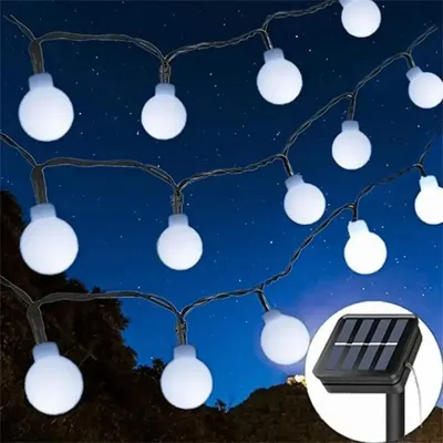 Frosted White Ball Light String,Solar Outdoor Decorative Light String Home Outdoor Garden Decorative Lights (batteries Included)