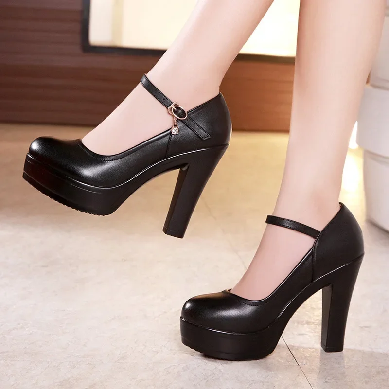 8 10 12cm Small Size 32-43 Shallow Thick Bottom Platform Pumps Women 2026 Block High Heels Shoes for Office Model Wedding Dress