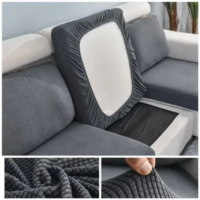 1pc Jacquard Sofa Seat Cushion Cover Chair Cover Stretch Washable Removable Slipcover 1/2/3/4 Seat Polar Fleece Sofa Protector