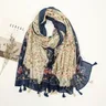 Fashion Floral Tassel Viscose Shawl Scarf Woman Printed Viscose Cotton Muslim Hijab Wraps High