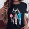 Women Clothing Cartoon Family Happy Time Mama Mom Mother Short Sleeve Clothes Print Tshirt Female