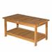 36 Outdoor Coffee Table 2-Shelf Acacia Wood Rectangular Buffet Storage Organizer Natural Finish Teak Patio Deck Lawn Garden