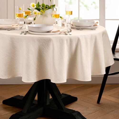 Branam Round Tablecloth, 70"" Diameter, Ivory