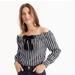 J. Crew Tops | *Nwt* J. Crew Striped Off The Shoulder Top With Bow | Color: Black/White | Size: Xxs