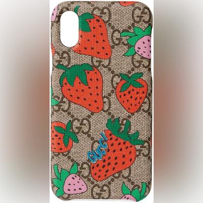 Gucci Accessories | Brand New In Box Gucci Strawberry Iphone Xs Or X Case 208/016 | Color: Brown/Red | Size: 3”W X 5.7”H