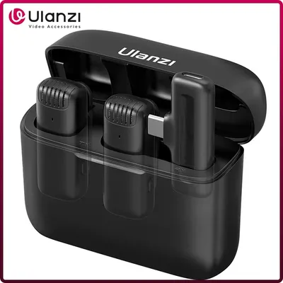 Ulanzi J12 Wireless Lavalier Microphone Lapel Mic 20M Audio Video Recording for Smartphone Andriod