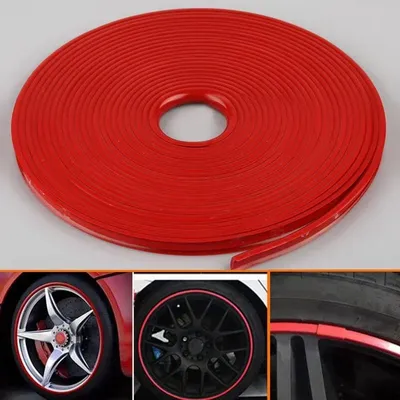 8M Red Car Wheel Hub Rim Edge Protector Ring Tire Guard Sticker Rubber Strip