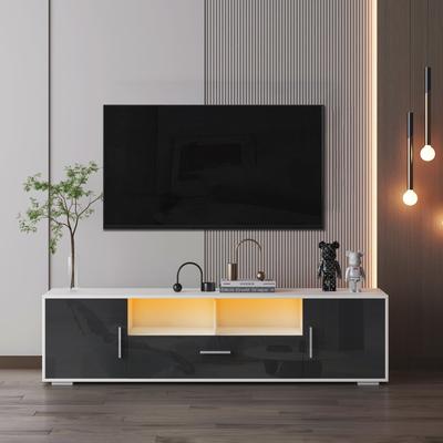 Modern TV Stand Entertainment Center for TV Up to 65" in with Storage Cabinets and LED Lights