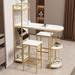Bar Table and Chairs Set, with Gold Base with Shelves, Glass Rack - 17.1*59*47.2