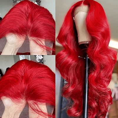 TEMU 180% Density Red Body Wave Human Hair Wigs 13x4 Lace Front Hair Wigs For Women Pre Plucked With Baby Hair Brazilian Virgin Straight Human Hair Wigs Lace Frontal Long Human Hair Wigs 14-38inch