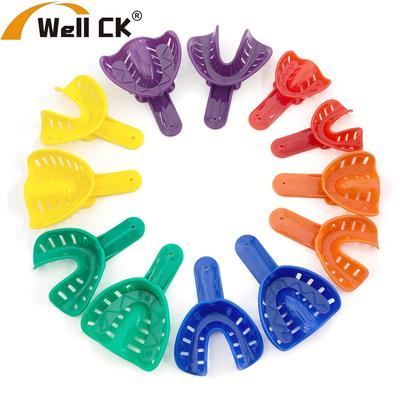 12pcs/set Disposable Plastic Dental Impression Trays Adult Central Supply Materials Teeth Holder Oral Care Tools