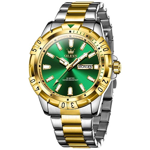OLEVS Hommes Montres à quartz Mode Affaires Montre Bracelet Lumineux Calendrier Date Semaine IMPERMÉABLE Acier Suivre