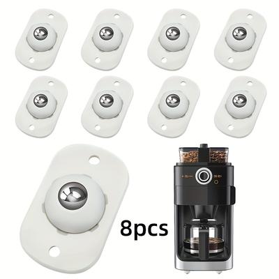 TEMU 8pcs Self-adhesive Mini Caster Wheels, 360° Rotating Stainless Steel Adhesive Pulley, Smooth Swivel Universal Roller For Trash Can, Storage Box, Small Furniture And Kitchen Appliances