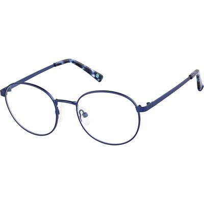 Zenni Round Glasses Blue Stainless Steel Full Rim Frame