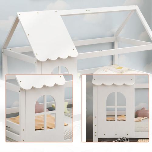 Hochbett Kinderbett Kinderbett 200x90 mit Rausfallschutz Vielseitiges Kinderbett aus Holz für