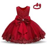 JHLZHS Toddler Baby Girls Bowknot Wedding Formal Tutu Dress with set Clothes Party Wedding Prom Dresses 110 Red