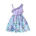 Dresses For Summer Tollder Casual Girls O-Neck High Waist Solid Color Striped Print Ball Gown Patchwork Short Sleeve Sheath Cute Style Dance Party Princess Dress For Tollder Girls