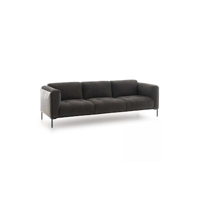 Oviala Business Großes 4-Sitzer Bi-Material-Sofa schwarz