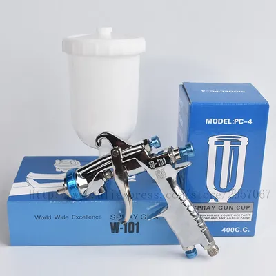 high quality W101 hvlp gravity spray gun W-101 400CC plastic pot 1.0/1.3/1.5/1.8mm original