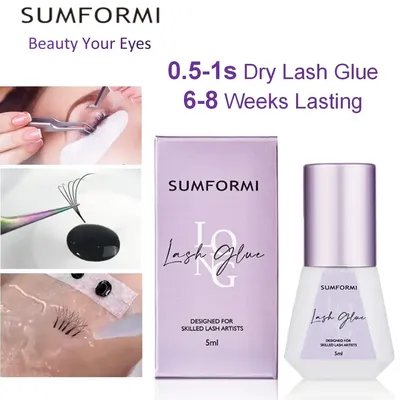 SUMFORMI New Glue for Eyelash Extension 0.5s Dry Thin Black Lash Glue Low Odor Eyelashes Glue