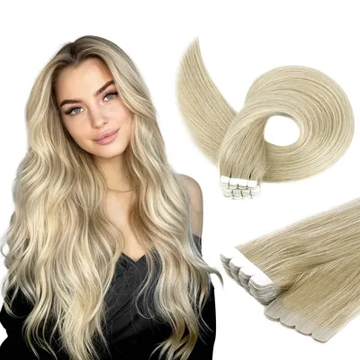 Vlasy 12‘’-20‘’ Mini Tape in Human Hair Extensions 100% Real Straight Remy Human Hair Skin Weft