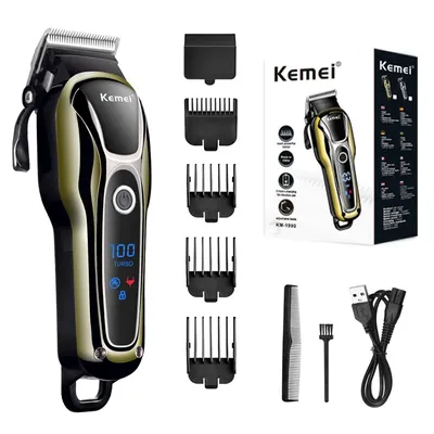 Kemei Professional Hair Clipper Rechargeable Trimmer Men Electric Cutter Hair Cutting Machine LCD