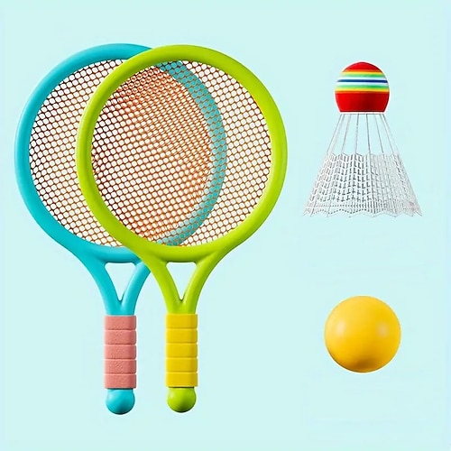 Badminton- und Tennisschlägerset – interaktives Spiel und pädagogisches Spielzeug – perfektes Geburtstagsgeschenk – roter oder gelber Ball inklusive