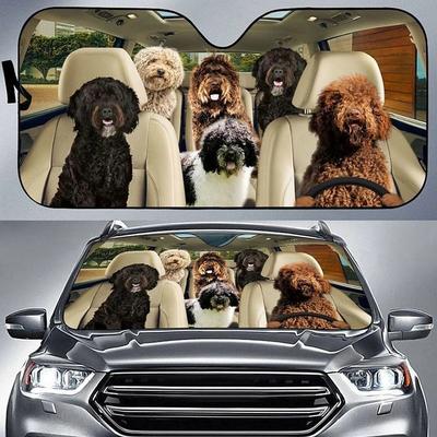 Fun Pet Pattern Car Sunshade - 3D Printed Front Windshield Sun Blocker - UV Protection and Heat Shield