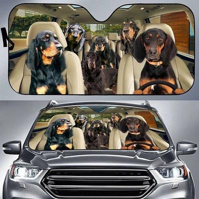 Fun Pet Pattern Car Sunshade - 3D Printed Front Windshield Sun Blocker - UV Protection and Heat Shield