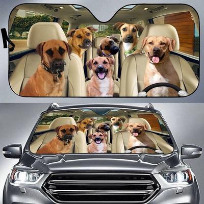 Fun Pet Pattern Car Sunshade - 3D Printed Front Windshield Sun Blocker - UV Protection and Heat Shield