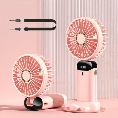 Foldable Personal Mini Fan – USB Rechargeable Handheld Fan with LED Display and 5 Speeds, for Home Office Travel Camping