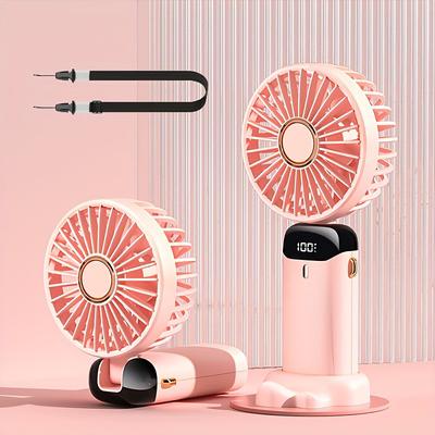 Mini Portable Fan Handheld Fan Personal Mini Fan USB Rechargeable 5 Speeds 90 Foldable Battery Powered Mini Fan With LED Display Desk Fan Office Time Bedroom Outdoor Travel Camping School