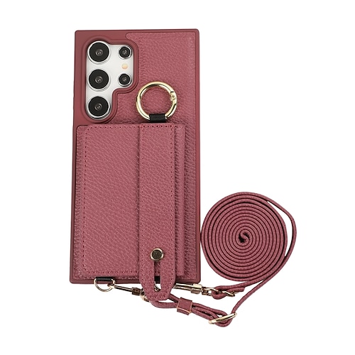 Handy Hülle Handyhüllen Für Samsung Galaxy S25 S24 S23 Ultra Plus S22 Plus Ultra Rückseite Mit Ständer Mit Handgelenkschlaufe Kartenfach Retro TPU Metall PU-Leder Image