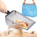 spiaggia in rete pala con rete borsa da spiaggia per la raccolta di conchiglie filtro paletta per la sabbia per raccogliere conchiglie dente di squalo setaccio mestolo contenitore per giocattoli da