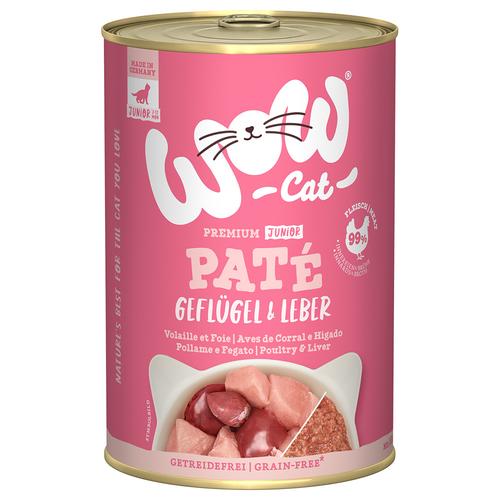 Sparpaket 12x 400g WOW Cat Junior Geflügel & Leber Katzenfutter nass