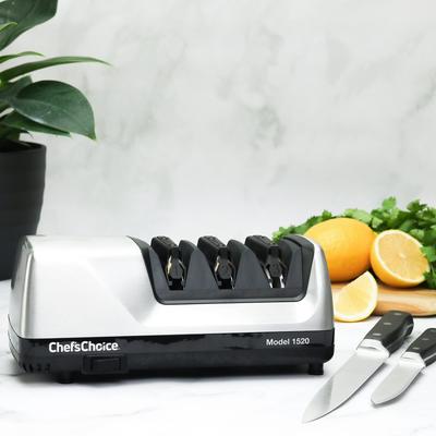 Electric Knife Sharpener for 15 and 20-Degree Knives Diamond Abrasive Stropping Precision Guides for Straight & Serrated Edges