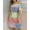 Abito da donna sexy alla moda con stampa Abito da donna con spalle scoperte a maniche corte Abito da donna con spalle scoperte Mini abiti