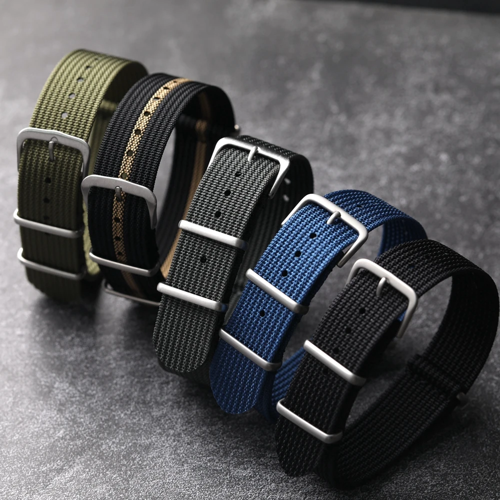 Hand genähtes hochfestes Nylon band 20 22mm blau grün grau schwarz Kohle faser ultra dünnes Vintage Soldat Männer Armband