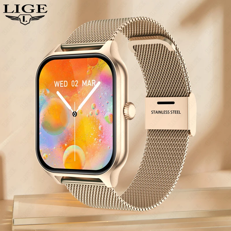 Lige Luxus Smartwatch für Frauen Bluetooth Anruf Musik Fitness Sport Armband Gesundheits überwachung 1,83 Zoll Dame Smartwatch Frauen Image