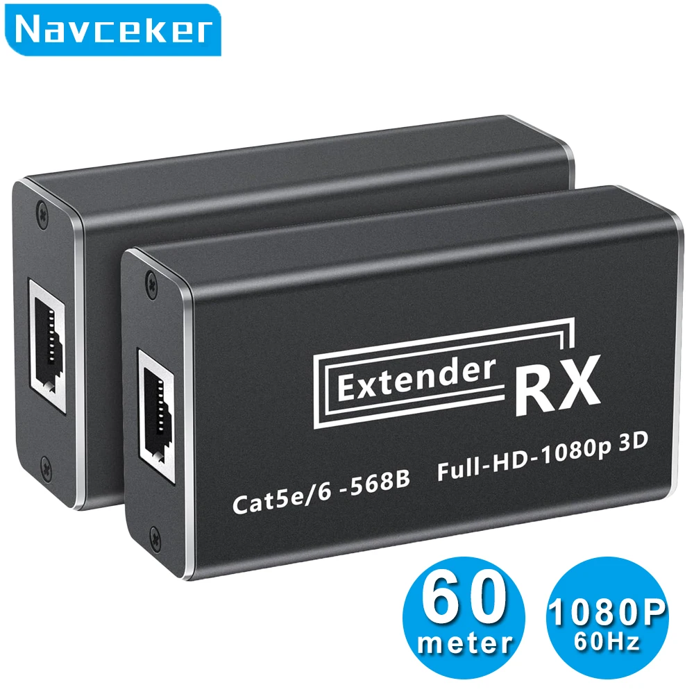 Navceker 60 m HDMI zu HDMI Extender 1080P HDMI UTP Extender Cat6 POE IR Extensor HDMI RJ45 Video Sender Adapter für PC HDTV Image