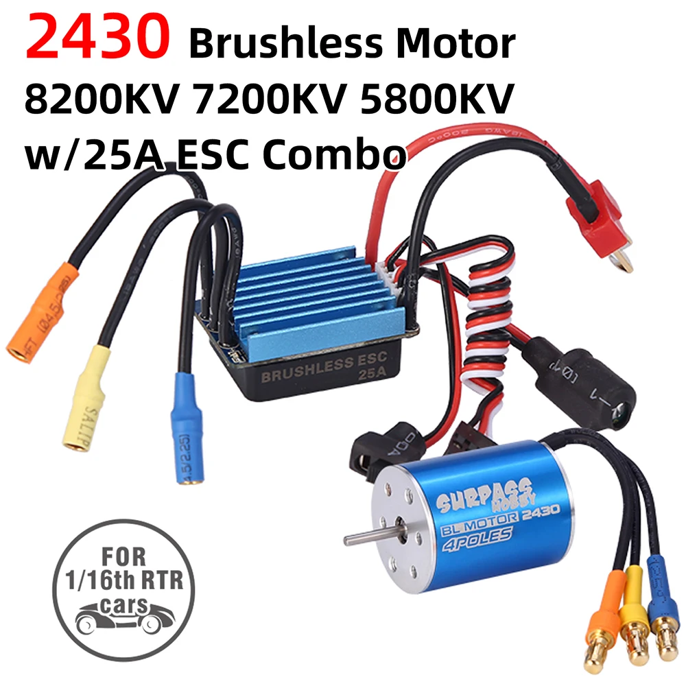 Surpass Hobby 2430 8200KV 7200KV 5800KV Motor und 25A bürstenloser Regler für 1/18 1/16 HSP Redcat Traxxas HPI Tamiya RC Car