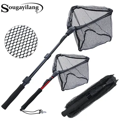 Sougayilang 70/95/112cm Retractable Fishing Net Telescoping Foldable Landing Net Pole Folding Landing Net for Fly Fishing