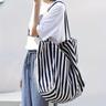 Striped Canvas Tote Bag, Large Capacity Shopping Bag, Casual Shoulder Bag For School Travel Shopping