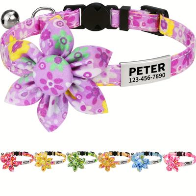2 Pack Flower Cat Collars: Adjustable & Removable Breakaway Collars With Bells - Perfect For Girl Kittens!