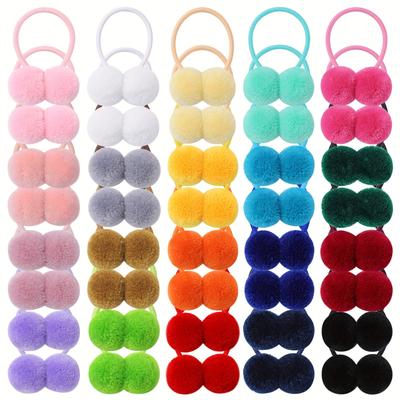 TEMU 20/40pcs Fur Ball Hair Bands Hair Rope Headwear For Girls